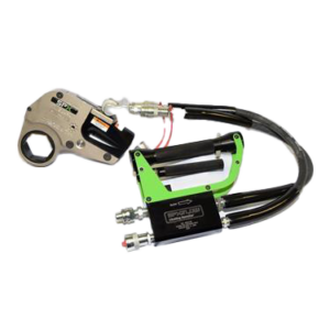 SPX hydraulic torque wrench with twin-line hose and pump for high-torque bolting operations